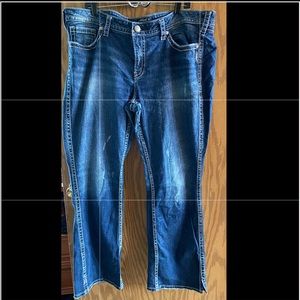 Plus Size Silver Twisted Boot Cut Jeans